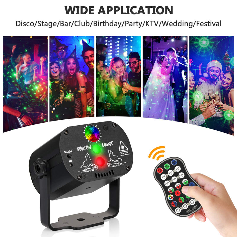 Party Lights, DJ Disco Stage Lights 60 Led Patterns Projector Effects Strobe Light with Remote Control Sound Activated for Christmas Halloween Decorations Gift Birthday Festival Bar Club Party Show