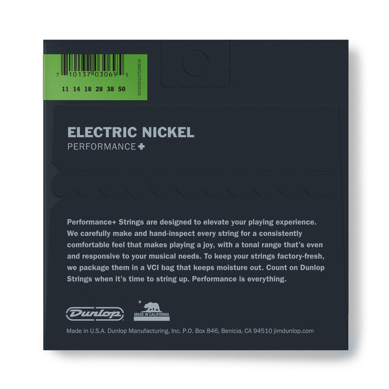 Dunlop DEN1150 Nickel Wound Electric Guitar Strings, Medium/Heavy, .011–.050, 6 Strings/Set