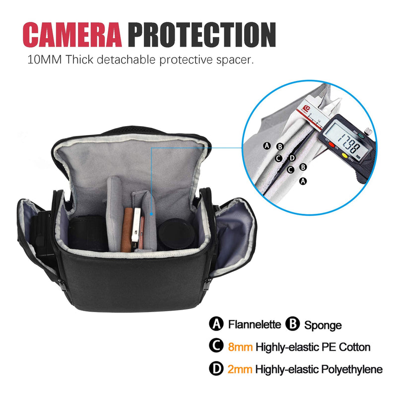 CADeN Camera Bag Case Shoulder Messenger Bag Compatible for Nikon, Canon, Sony, DSLR SLR Mirrorless Cameras and Lenses Black