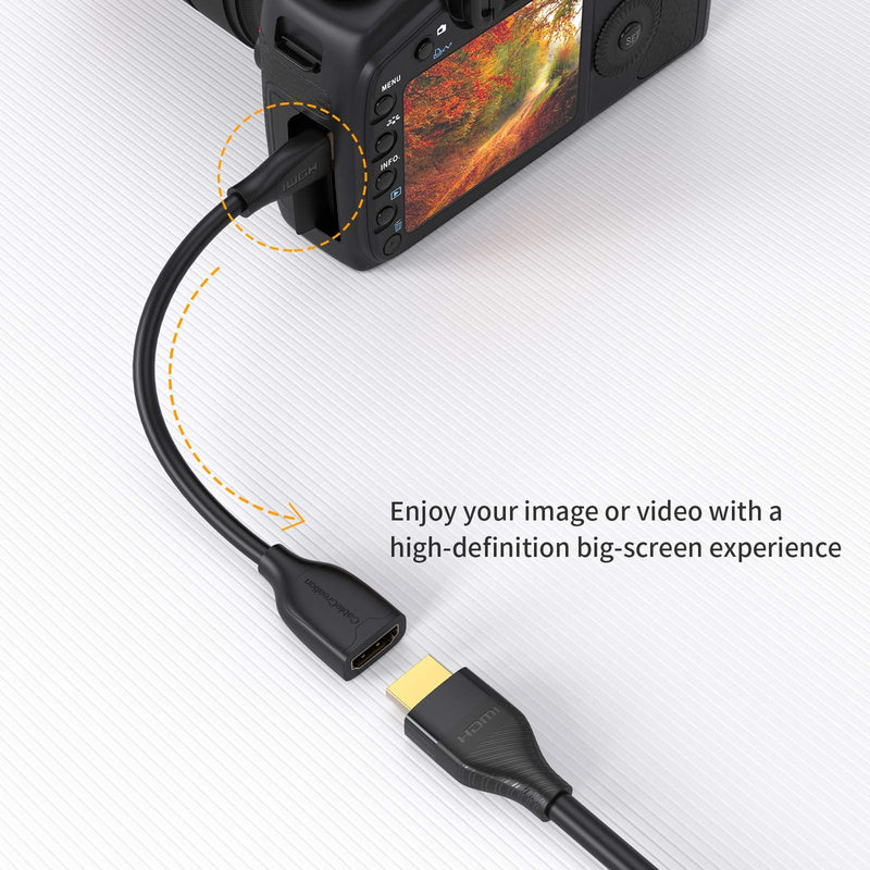 [AUSTRALIA] - Mini HDMI to HDMI Cable, CableCreation 0.5ft Mini-HDMI Male to HDMI Female Adapter, Support 4K 60Hz, 3D, for Camera, Camcorder, Graphics Card, Laptop,Tablet, HDTV,Projector, 0.5ft, Black 0.5 Feet mini HDMI Male to HDMI Female 