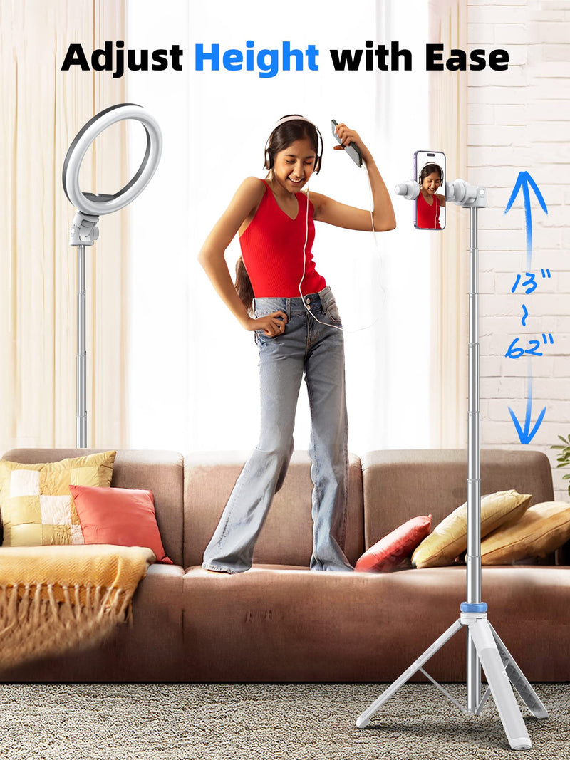 [AUSTRALIA] - [Newest] 62" Selfie Stick Tripod with Remote - Kaiess iPhone Tripod Stand, Wider Legs & Thicker Tube iPhone Tripod with Rotation Phone Holder Fit for iPhone 14 13 12 Pro Max/Samsung/Camera/GoPro 