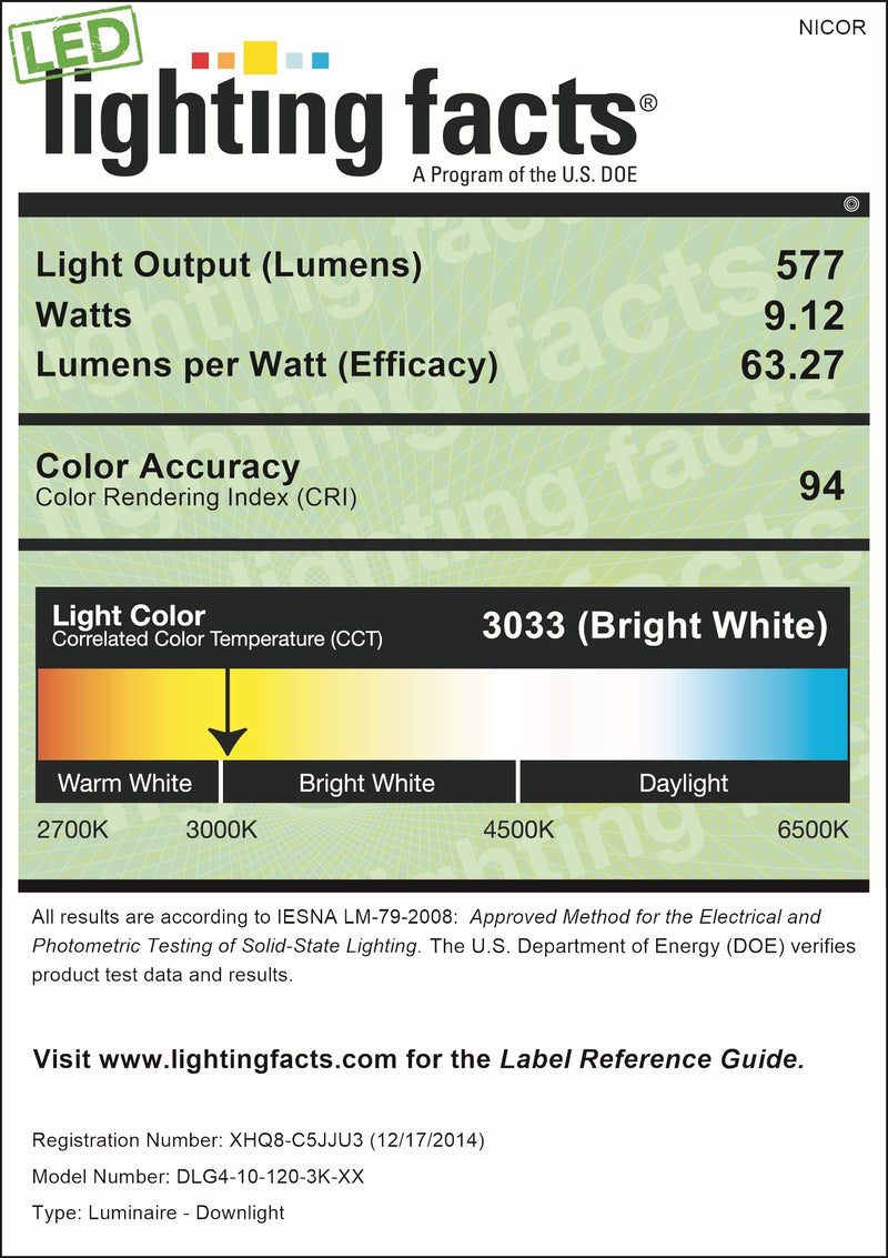 NICOR Lighting 4 inch LED Gimbal Downlight Retrofit Kit in 3000K (DLG4-10-120-3K-WH) 3000K Color Temperature