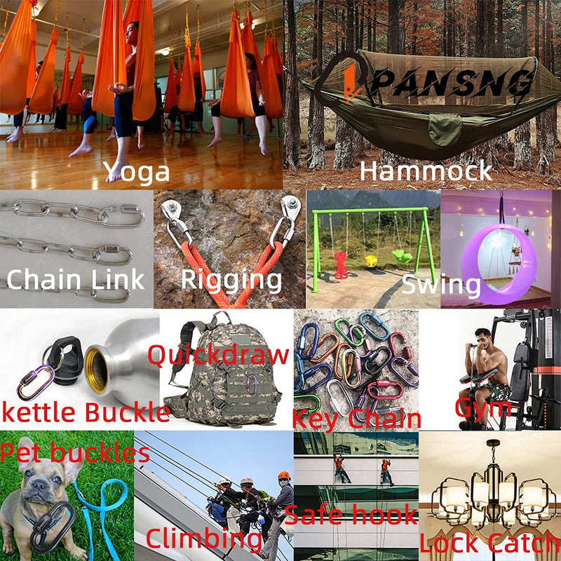 PANSNG 15kN 5/16 in Threaded Quick Link Chain Connector Heavy Duty Stainless Steel Chain Repair Link Safety Oval Locking Carabiner Large M8(8mm) for Swing/Hammock/Gym M8-4PCS Silver