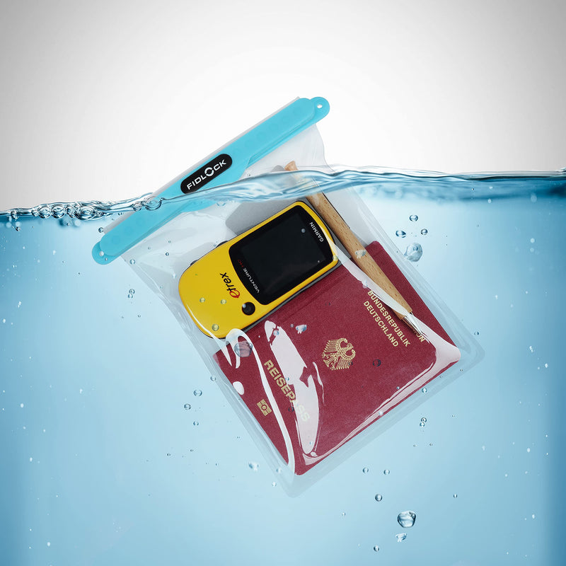 FIDLOCK Phone Dry Bag, Waterproof Pouch for Cell Phone with Magnetic Closure, Maxi Light Blue