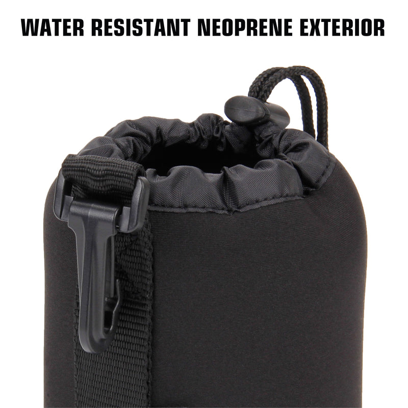 USA GEAR FlexARMOR Protective Neoprene Lens Case Pouch Set 3-Pack - Small, Medium and Large Cases Hold Lenses up to 70-300mm with Drawstring Opening, Attached Clip, Reinforced Belt Loop (Black) Black
