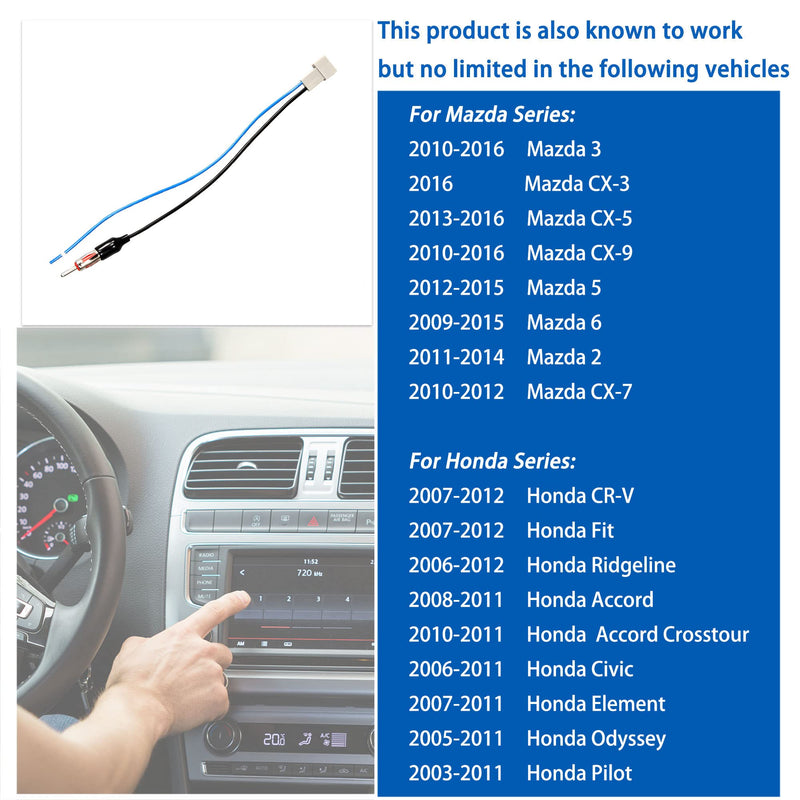 [AUSTRALIA] - Anina Car Radio Antenna Adapter for 2003-2016 Honda CRV Fit Accord Civic Mazda CX-3 CX-5 Antenna Cable Extension Connector to Aftermarket Radio Receivers For Honda/Mazda 