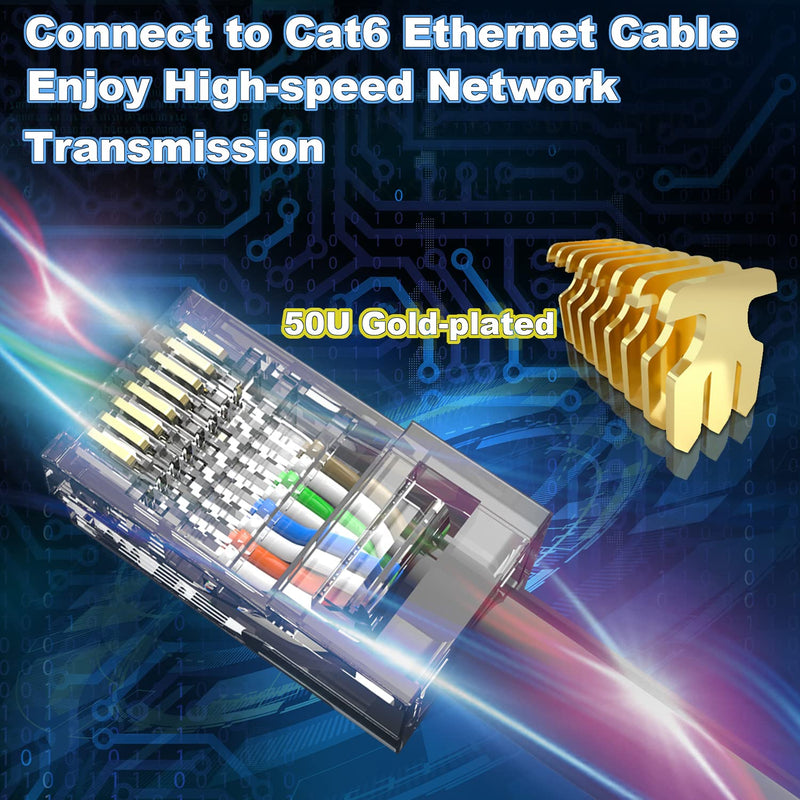 CableGeeker RJ45 Connectors, Standard Modular Plugs, 110-PACK Cat6 Connector, Cat6/Cat5e RJ45 Ends UTP Network Plug for Solid Wire and Standard Cable RJ45 Connector 50μ
