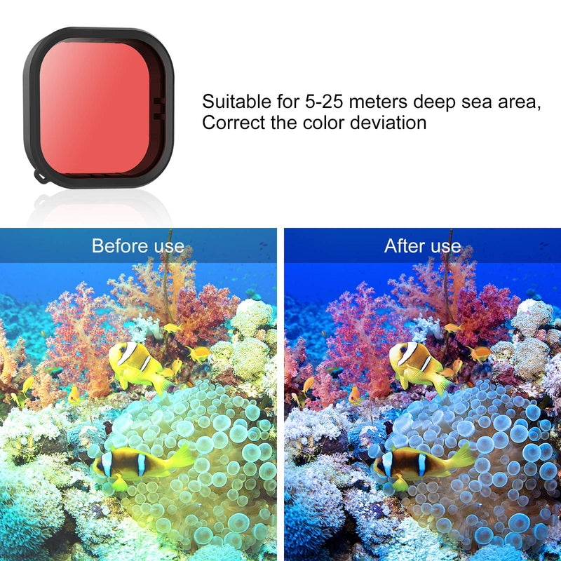 AFAITH 3-Pack Dive Filter Kit + Waterproof Case for GoPro Hero 9/10 Black, Underwater Diving Photography Protective Housing Shell Cover + 3-Pack Dive Filter for GoPro Hero 9/10 Black GoPro Hero 10/9 Waterproof Case + Dive Filter