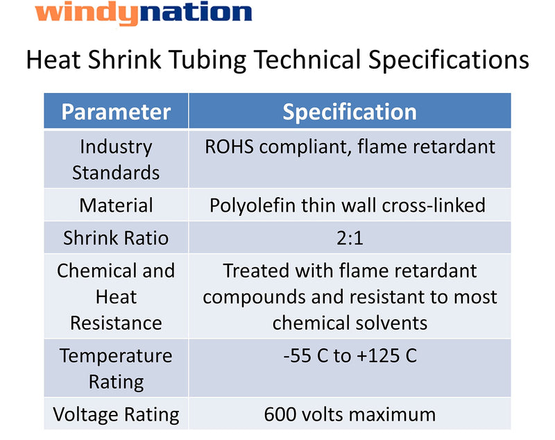WindyNation 100 Feet (31 Meters) 3/8 inch, 3/8" I.D. Polyolefin 2:1 Black Heat Shrink Tubing 100 ft. of 3/8" 1