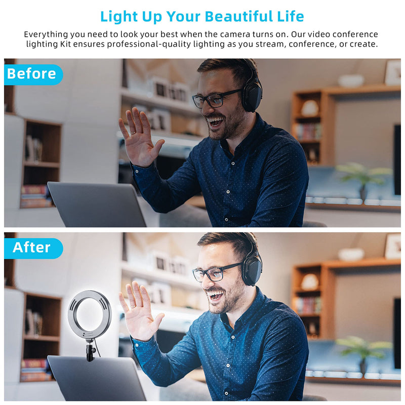 Video Conference Lighting Kit, Ring Light with 3 Switchable Modes for Remote Working, Distance Learning,Zoom Call Lighting, Self Broadcasting and Live Streaming