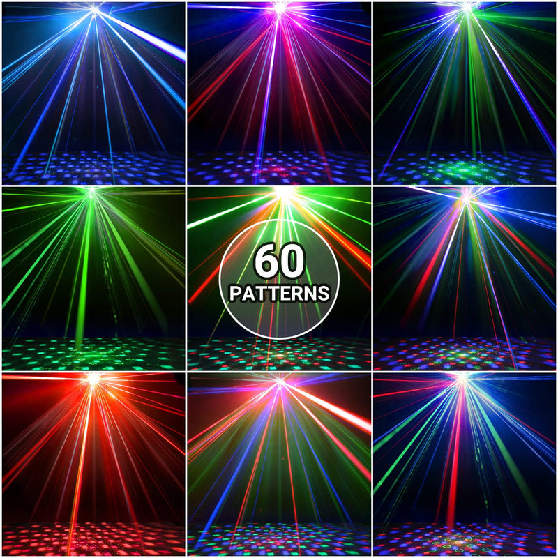 Xhaus DJ Disco Stage Party Lights with Remote Control, Disco Ball Stage Light LED Sound Activated RGB Flash Strobe Projector Lamp for Christmas Halloween Karaoke Pub KTV Bar Birthday Wedding Black