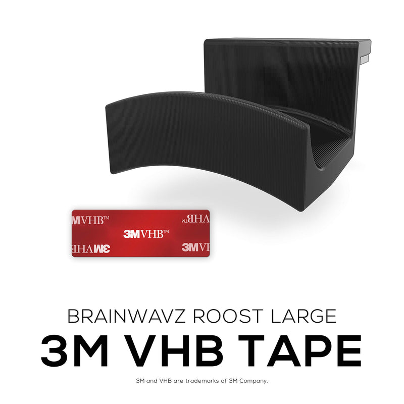 Brainwavz Roost 2 Pack Large Desktop Headphone Hanger Stand for Audio & Gaming Headsets with Large Width Headbands, Mounts on Desktop, No Screws or Glue, Holds Heavy Headphones (Black, Large)