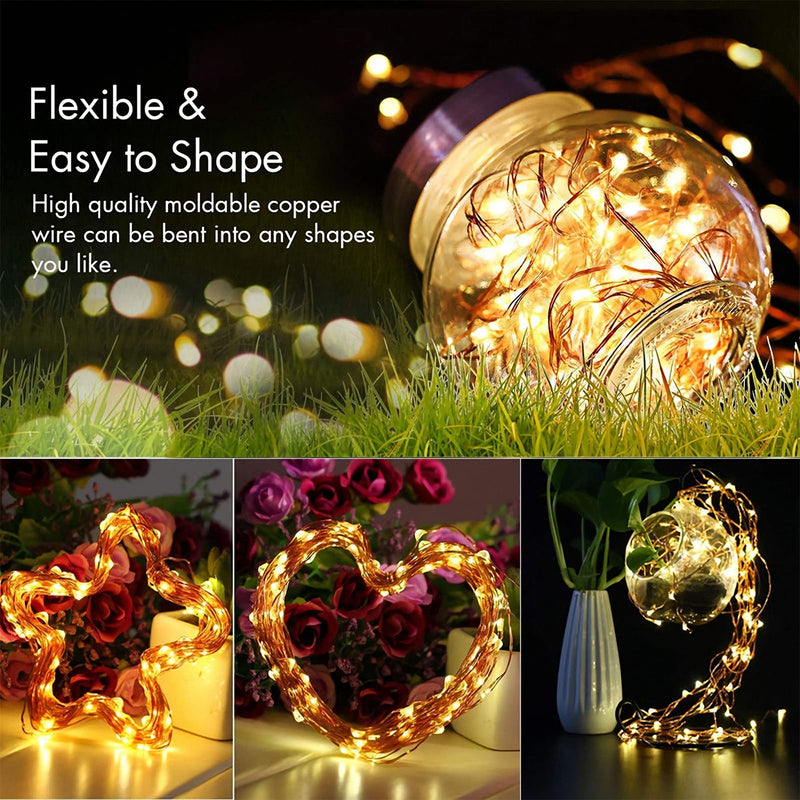 10 Meters 100 Lights Always on with Flashing Christmas Light, Led Decorative Fairy Battery Powered Copper Wire String Lights, Suitable for DIY Bedroom Decorations, Christmas, Halloween