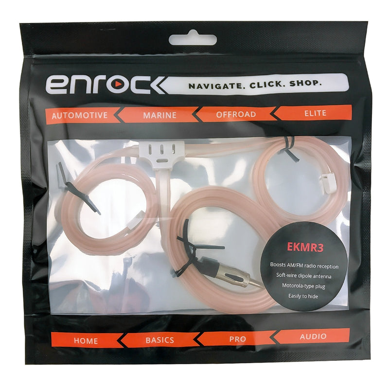 Enrock EKMR3 Marine Soft Wire AM/FM Radio Antenna Flexible Hideaway Cable 22" with 31" Wire Extension