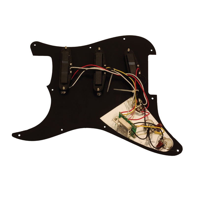 Seismic Audio Black Loaded Pickguard with 3 Single Coil Pickups 5 Way Switch Tone and Volume (SAGA52)