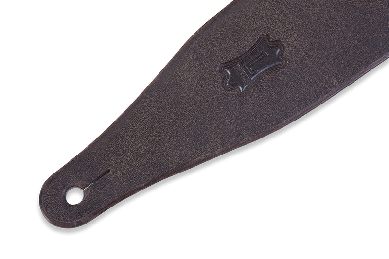 Levy's Leathers 2.5" Distressed Veg-Tan Leather Leather Guitar Strap with Ladder Style Height Adjustment; Dark Brown (M17D-DBR)