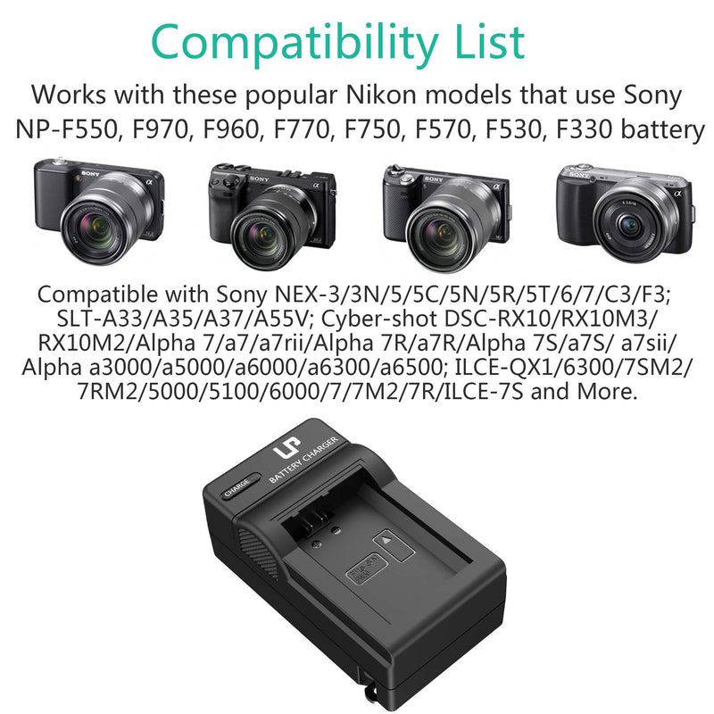 NP-FW50 Battery Charger, LP Charger Compatible with Sony Alpha A6000, A6400, A6100, A6300, A6500, A5100, A7, A7 II, A7R, A7R II, A7R2, A7S, A7S II, A7S2, A5000, A3000, A55, RX10, NEX-3/5/7 Series Basic Charger