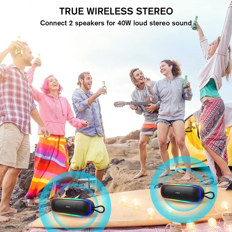 [AUSTRALIA] - Bluetooth Speakers,IPX7 Waterproof Speaker with 20W Powerful Sound,Portable Wireless Speakers with Extral Bass,for Beach Pool Camping Outdoors,Christmas/Birthday Gift for Men,Women,Friends Lightblack 
