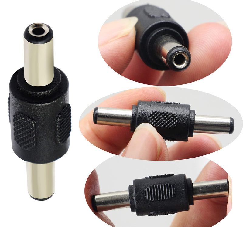 zdyCGTime 2.1mm X 5.5mm DC Power Adapter, DC Power 5.5mm x 2.1mm Male to Male Coupler for CCTV Camera (2pack)