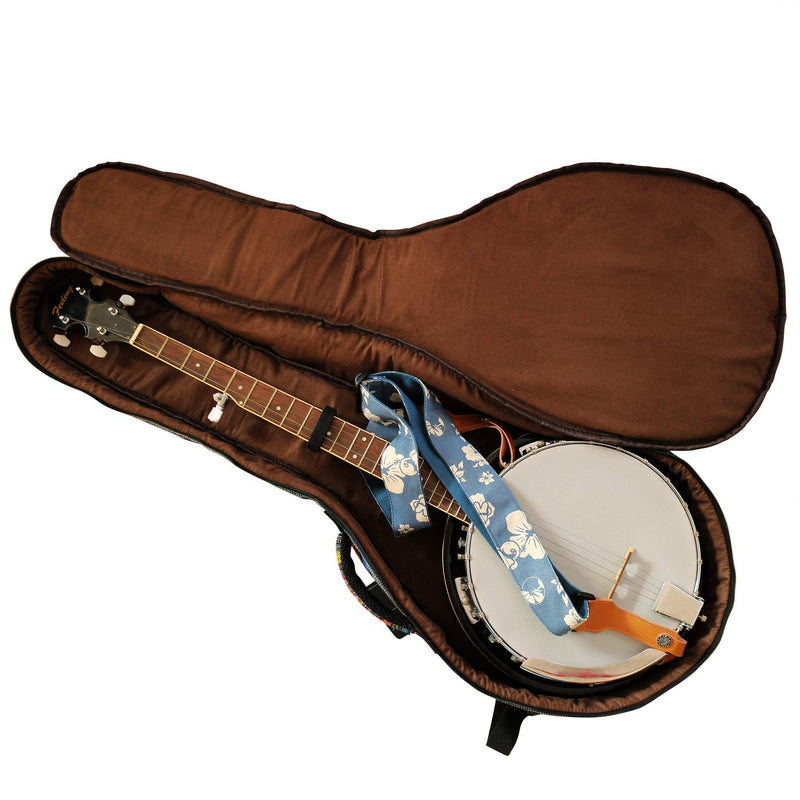 MUSIC FIRST Original Design 0.65" (16mm) Thick Padded Country Style 5-string Banjo Case, Banjo Gig Bag (Fit for Overall Length 38 inch / 96~97cm Full Size Banjo). NEW ARRIVAL!