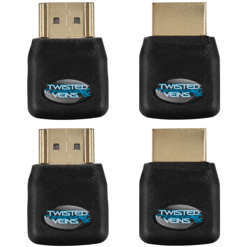 Twisted Veins HDMI 90 & 270 Degree, 4-Pack, Right Angle Adapters/Connectors, Supports HDMI 2.0b 4K 60hz HDR 90 & 270 Degree, 4 Pack