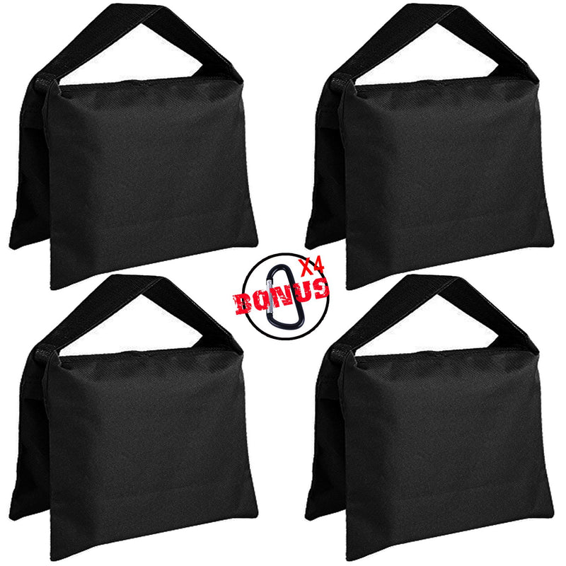 ABCCANOPY Sandbag Saddlebag Photography Weight Bags for Video Stand,4 Packs (Black) Black