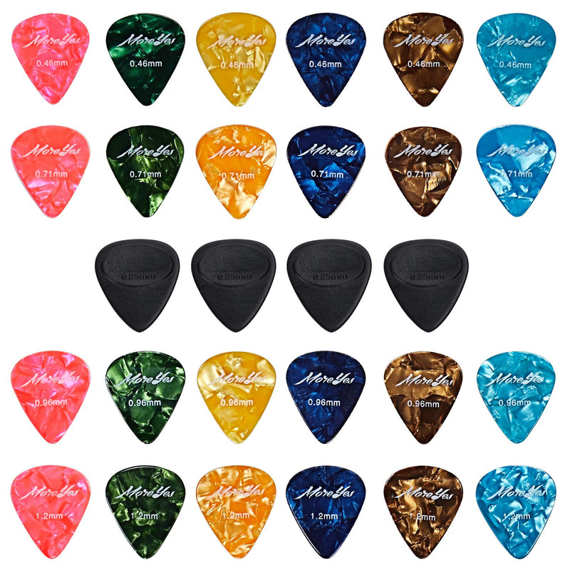 28pcs Guitar Picks with Tuner, MOREYES Guitar Plectrums for Your Acoustic,Electric,or Bass Guitar 0.46 0.71 0.85 0.96 1.2mm