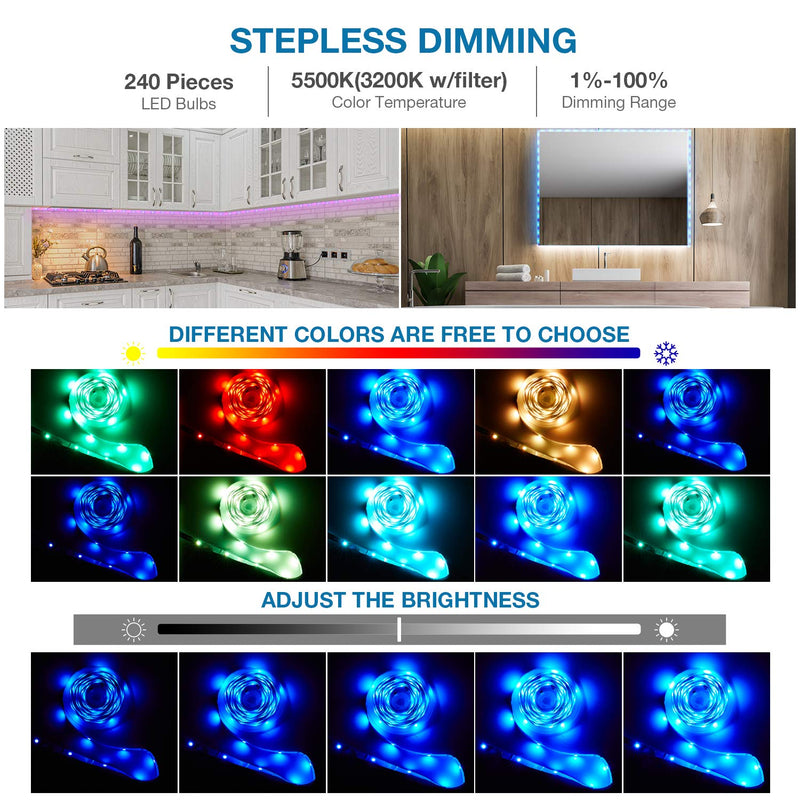 [AUSTRALIA] - Led Strip Lights for Bedroom 50 ft,Change Colors by Bluetooth Sync Music or MIC,5050 RGB LED Lights Strip Wall Decorations for Living Room with APP Control,IR Remote Controller,US Power Adapter¡­ 50FT 