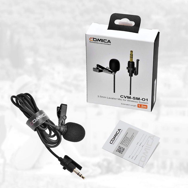 Comica CVM-SM-O1 Professional Lavalier Lapel Microphone, Omnidirectional 3.5mm TRS Clip-on Condenser Mic Compatible with DSLR Camera, Comica BoomX-D, Sennheiser, and Other Wireless Transmitter(3.94ft)