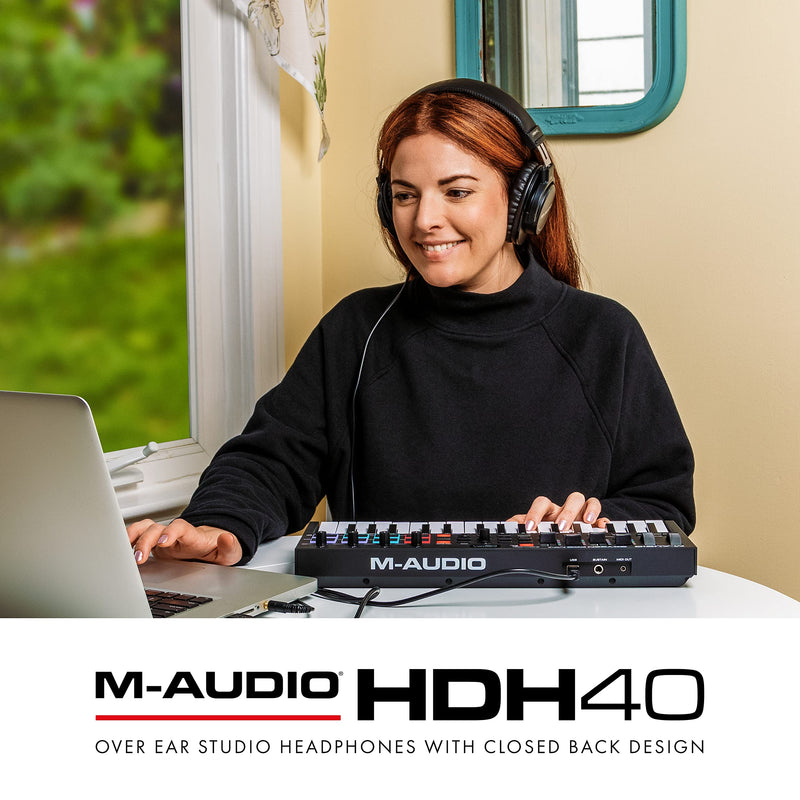M-Audio HDH40 – Over Ear Headphones with Closed Back Design, Flexible Headband and 2.7m Cable for Studio Monitoring, Podcasting and Recording, Black