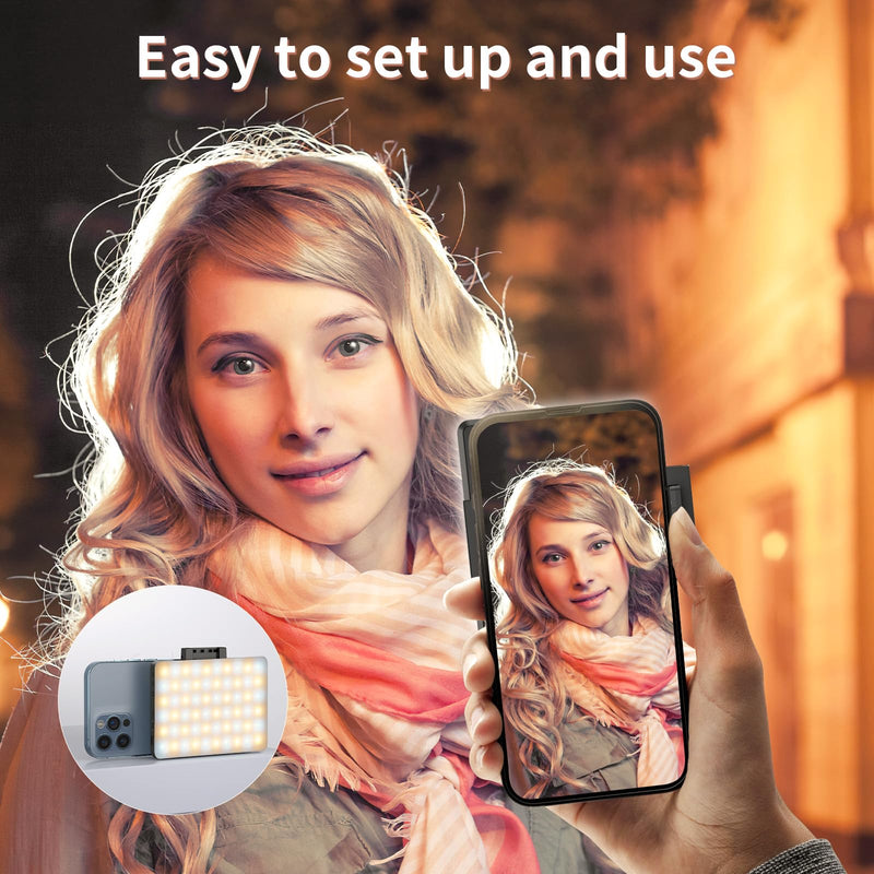 Youlisn Selfie Light with LCD Display for Phone, 60 LED Phone Light with Rechargeable Clip and Adjusted 3 Light Modes, 2000mAh Video Light for Phone iPad, Laptop, Makeup, TikTok, Selfie, Vlog Black