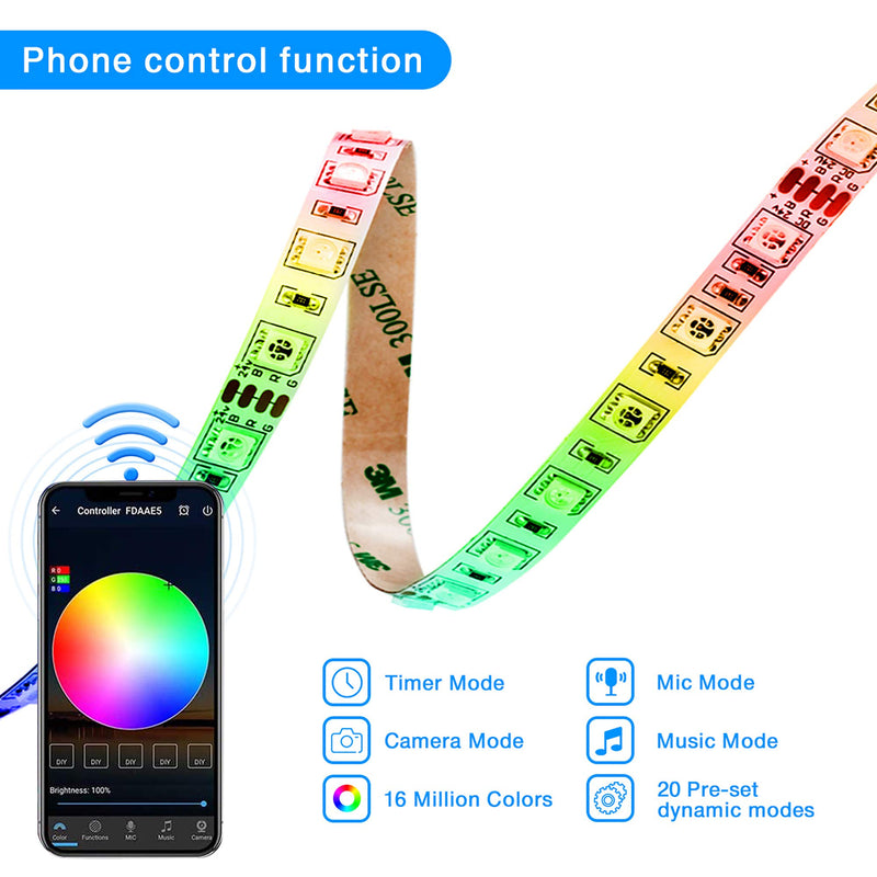 [AUSTRALIA] - JMEXSUSS WiFi LED Strip Lights, 16.4ft Music Sync LED Light Strip, RGB 5050 Color Changing Rope Lights Compatible with Alexa, Google Home, Phone App, Remote Control Flexible Tape Lights for Bedroom 16.4ft WiFi 