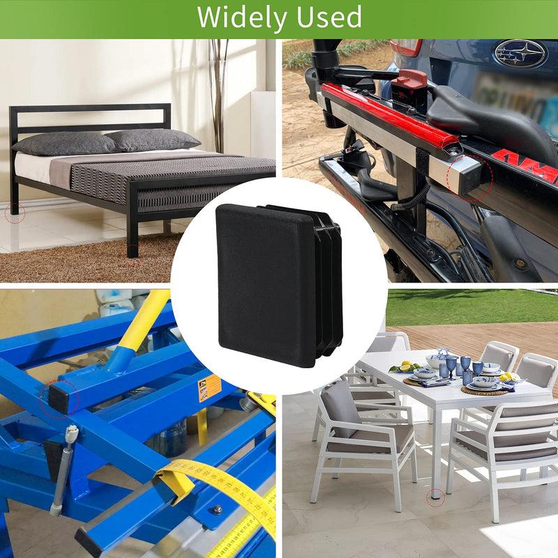 1 1/2 1.5" Square Tube End Cap Plastic Plugs 12 Pack, 1 1/2" 1.5 Inch Square Tubing Plug 1.5x1.5 Tube End Caps Fence Post Pipe Cap Cover Tubing Insert Chair Glide Finishing Plugs