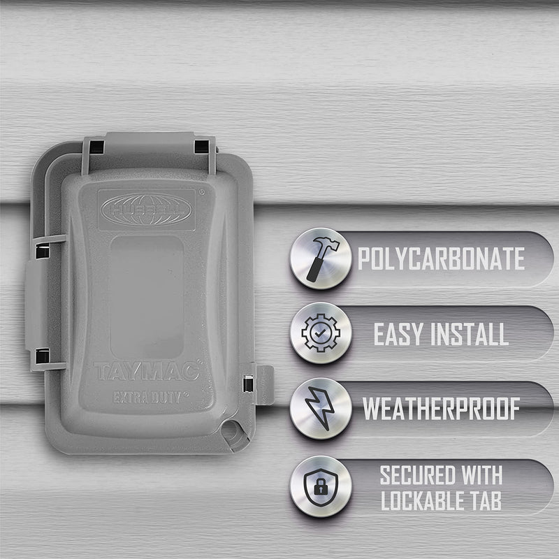 TayMac MM420G Single Non-Metallic 1-Gang Nonmetallic Extra Duty Weatherproof In-Use Horizontal/Vertical 16-in-1 Standard Cover, 2.75 in, Gray