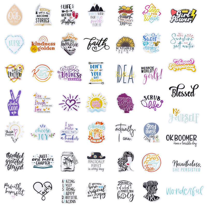 Laptop Stickers for Hydroflasks, 50 Pack Reward Motivational Stickers for Teens, Students, Teachers and Employees, Waterproof Vinyl Positive Inspirational Stickers for Laptop, Water Bottles