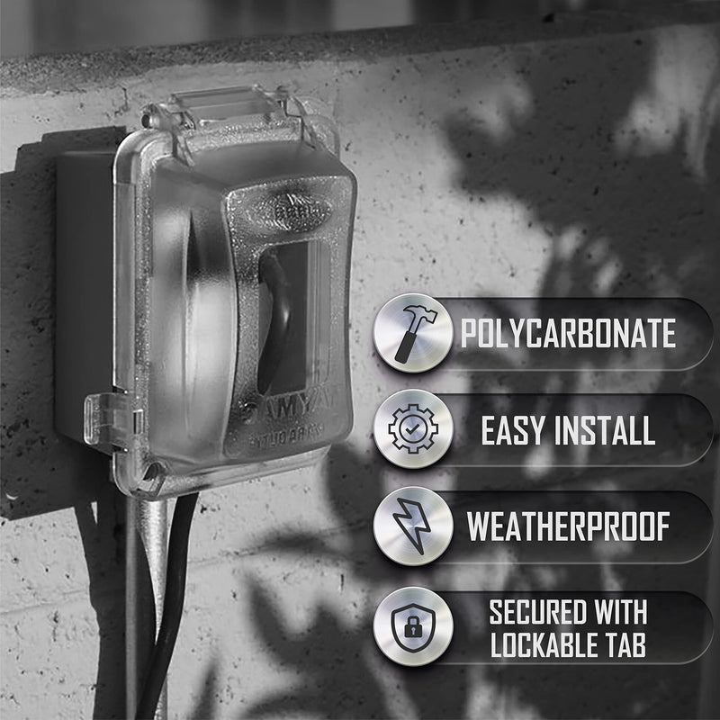 TayMac MM420C 1-Gang Nonmetallic Extra Duty Weatherproof In-Use Horizontal/Vertical 16-in-1 Standard Cover, 2.75 in, Clear 2.75 in.