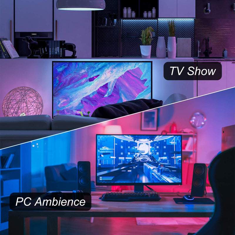 FINEWISH Smart TV LED Backlight Strip 6.56ft for TV/Monitor Backlight Strip Lights with Alexa Google Home 16 Colors Bright 5050 LEDs Decoration