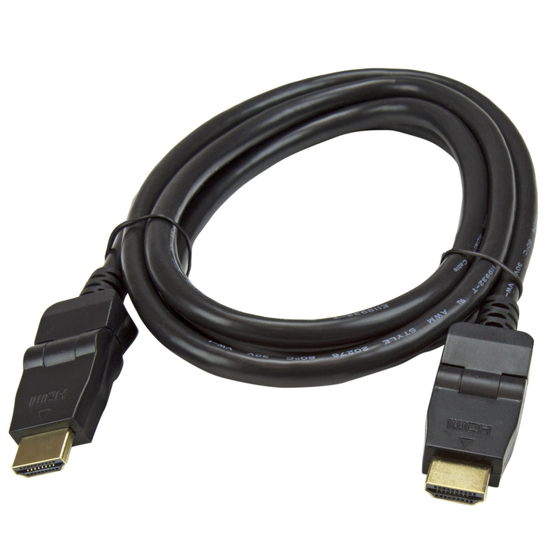 StarTech.com 6 ft. (1.8 m) High Speed HDMI Cable - 180° Swivel Connectors - 4K30 - HDMI - HDMI Cord (HDMIROTMM6), Black 6 ft / 2m (180° Rotation)