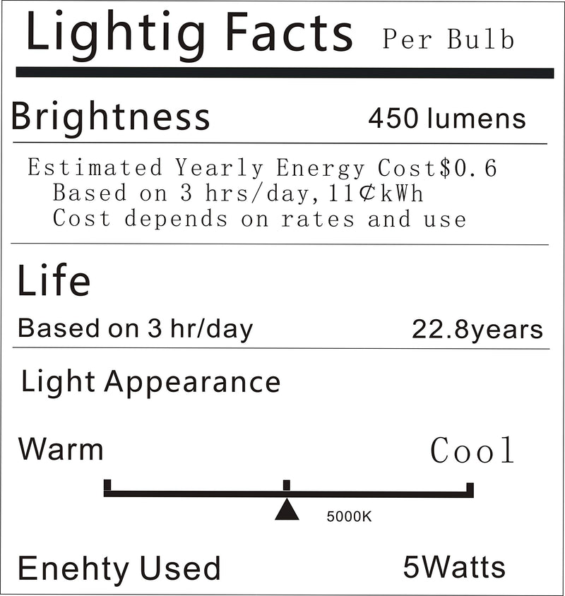 LED Refrigerator Light Bulb 40W Equivalent 120V A15 Fridge Waterproof Bulbs 5 W Daylight White 5000K E26 Medium Base Freezer Ceiling Home Lighting Lamp Non-dimmable(2 Pack)