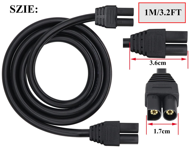 HCFeng EC5 Extension Cable 14AWG EC5 Male to EC5 Female Connector Extension Cable ADS-018 EC5 Male to EC5 Female Extension Cord for RC ESC LI-PO Battery [black-1m/3.3ft]
