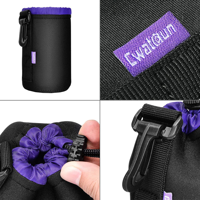 (4 Pack)Cwatcun 0.2" Thick Protective Neoprene Pouch Set for DSLR Camera Lens Canon,Nikon,Sony:Small,Medium, Large & Extra Large Soft Plush Camera Lens Bags for Pentax,Panasonic,Fuji,Tamron,Sigma lens 4 Packs