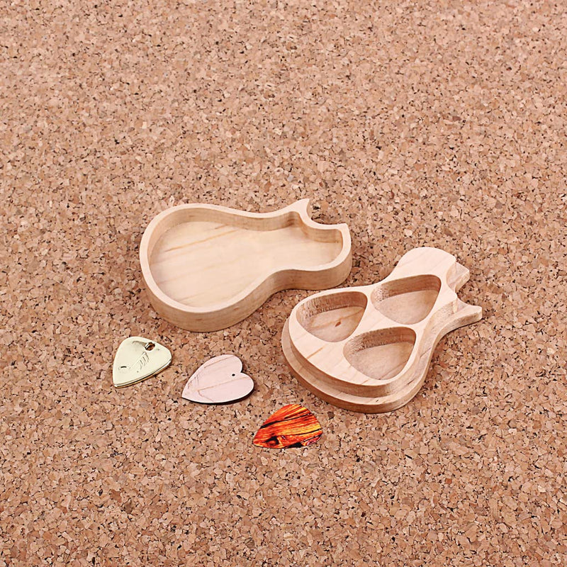 Alnicov 3 Pcs/Set Handmade Wooden Guitar Pick Box and Picks Paddles for Guitarist Music Lovers Gifts