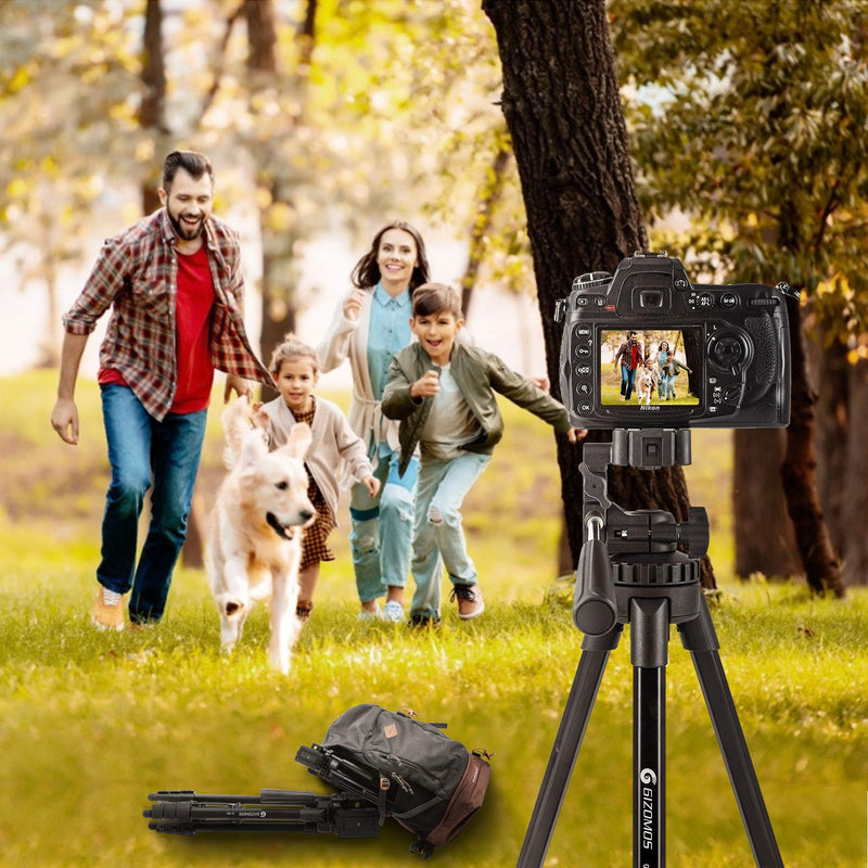 GIZOMOS GM-G100 51.2" Lightweight Aluminum Camera Tripod with Bluetooth Remote and Carry Bag, Compatible with iPhone & Android Phone， Load up to 6.2lb/2.8kg, for DSLR, SLR, Smartphone