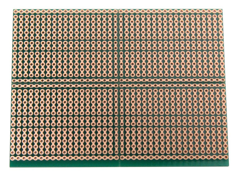 SB5 Snappable PCB BreadBoard with 5-Hole Strips, Scored PCB, Snaps Into 4 Small Boards, 2-Layer, Plated Holes, Power Rails, 2.8 x 3.8in (73.7 x 96.5mm)