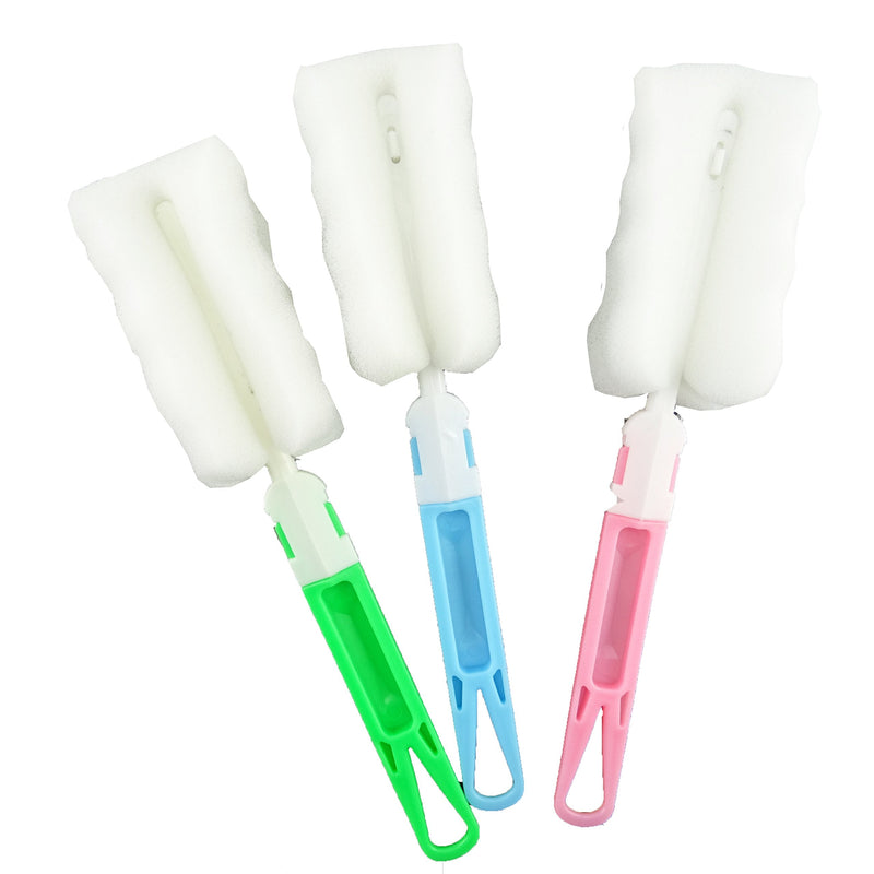Honbay Pack of 3 Bottle Brushes, Dismountable Long Handle Bottle Cleaning Sponge, Baby Bottle Cleaner Brush, Nipple Brush, Glass Jar Mug Kitchen Washing Cleaning Tools