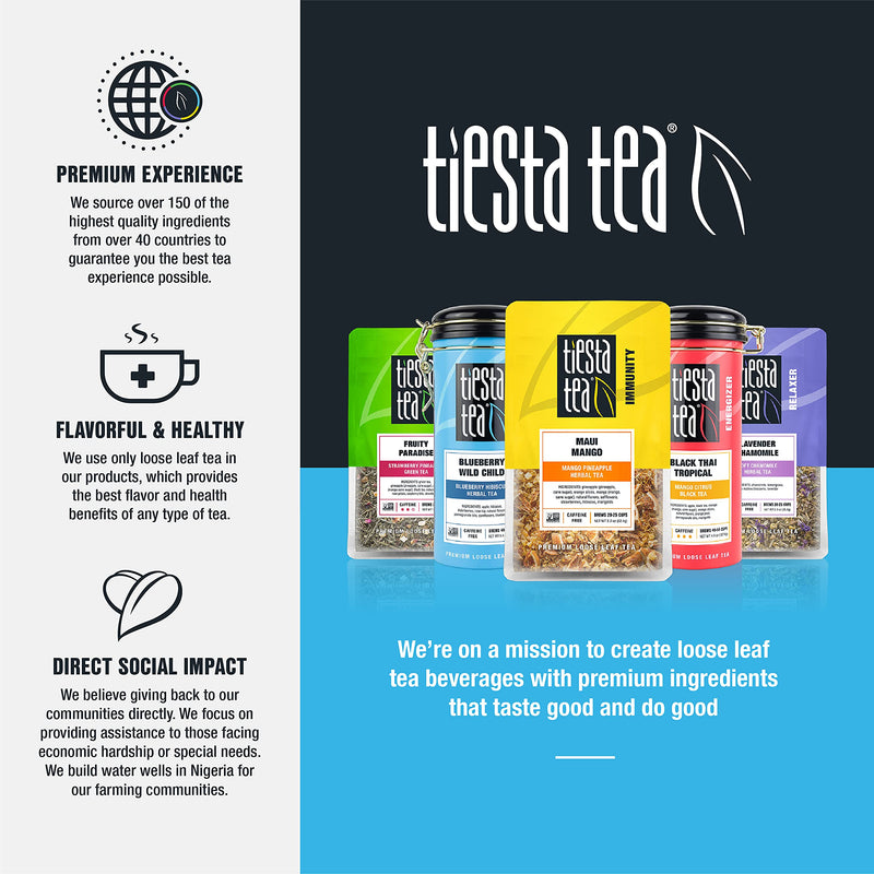 Tiesta Tea - Fruity Paradise, Loose Leaf Strawberry Pineapple Green Tea, Medium Caffeine, Hot & Iced Tea, 1.6 oz Pouch - 25 Cups, Green Tea Loose Leaf 1.6 Ounce (Pack of 1)