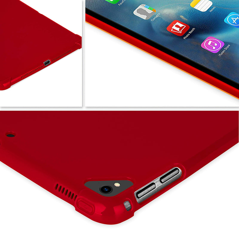 KIQ iPad 9.7 5th 6th Gen Case, TPU Skin Protection Anti Slip Lightweight Cover for Apple iPad 9.7 2017/2018 5th & 6th Generation [Red] TPU Red