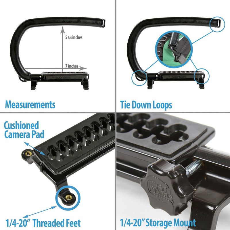 [AUSTRALIA] - Cam Caddie Scorpion EX Skateboard Camera Handle with Threaded Feet - Professional Steadycam Handle for Most Cameras, Camcorders, Smart Phones and Action Sports Cams - Black - Skate Edition 