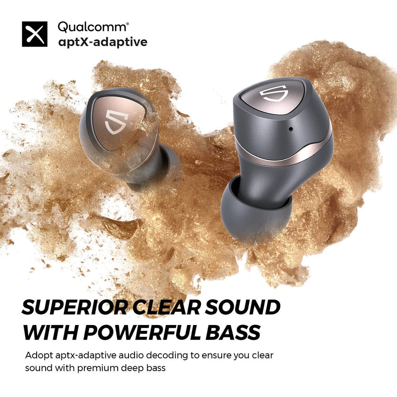 SoundPEATS Sonic Wireless Earbuds Bluetooth 5.2 Headphones in-Ear Stereo Wireless Earphones with aptX-Adaptive, Game Mode, TrueWireless Mirroring, Immersive Bass, cVc 8.0, Single/Twin, 35 Hrs Playtime