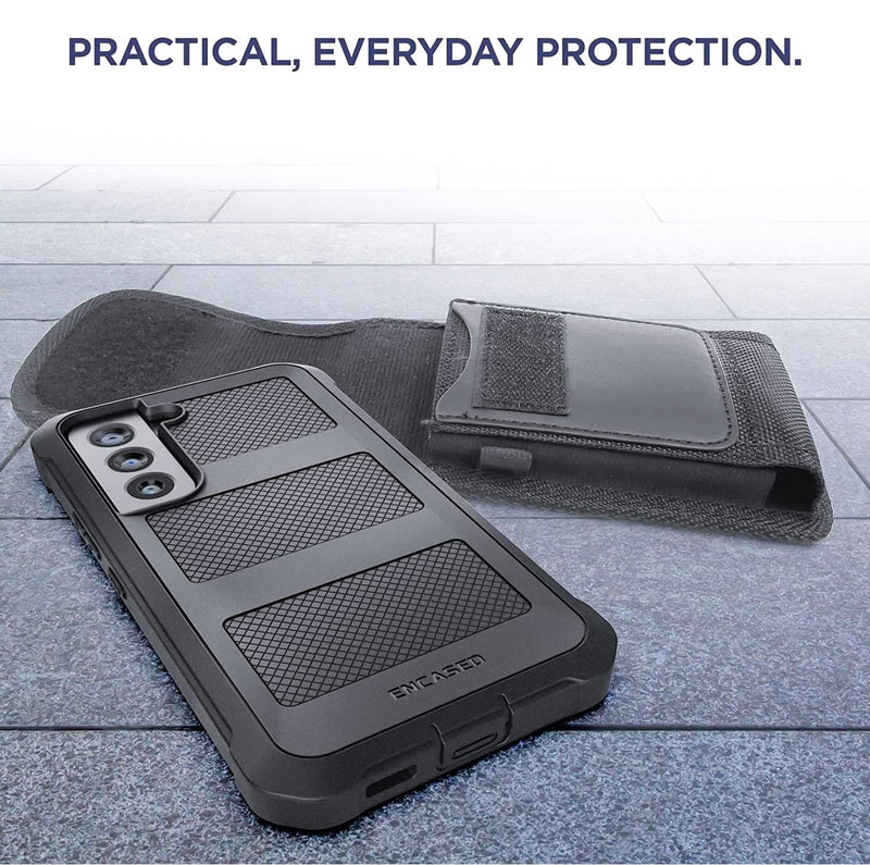 2-in-1 Encased Belt Pouch with Case for Galaxy S22 (Mil-Spec) Dual Layer Impact Cover with Ballistic Nylon Phone Holster Clip (Samsung S22 6.1" 5G)